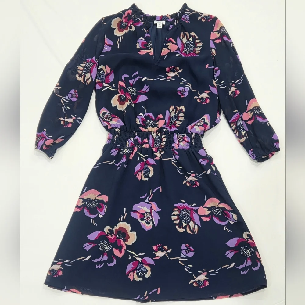 J.Crew Factory Floral Smocked-Waist Dress Size XS - Picture 2 of 10